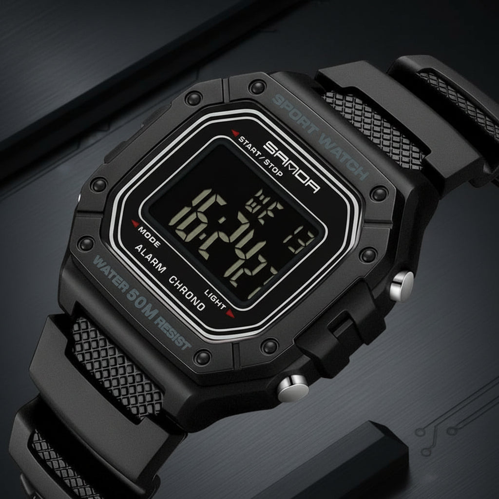 Montre Homme Tactique – Grand Affichage & Chronomètre