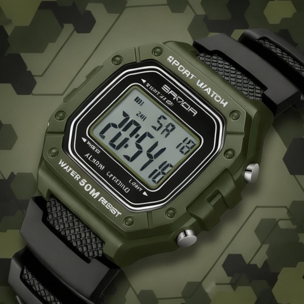 Montre Homme Tactique – Grand Affichage & Chronomètre